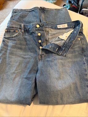 GAP Medium Blue High-Rise Button-Fly Jeans